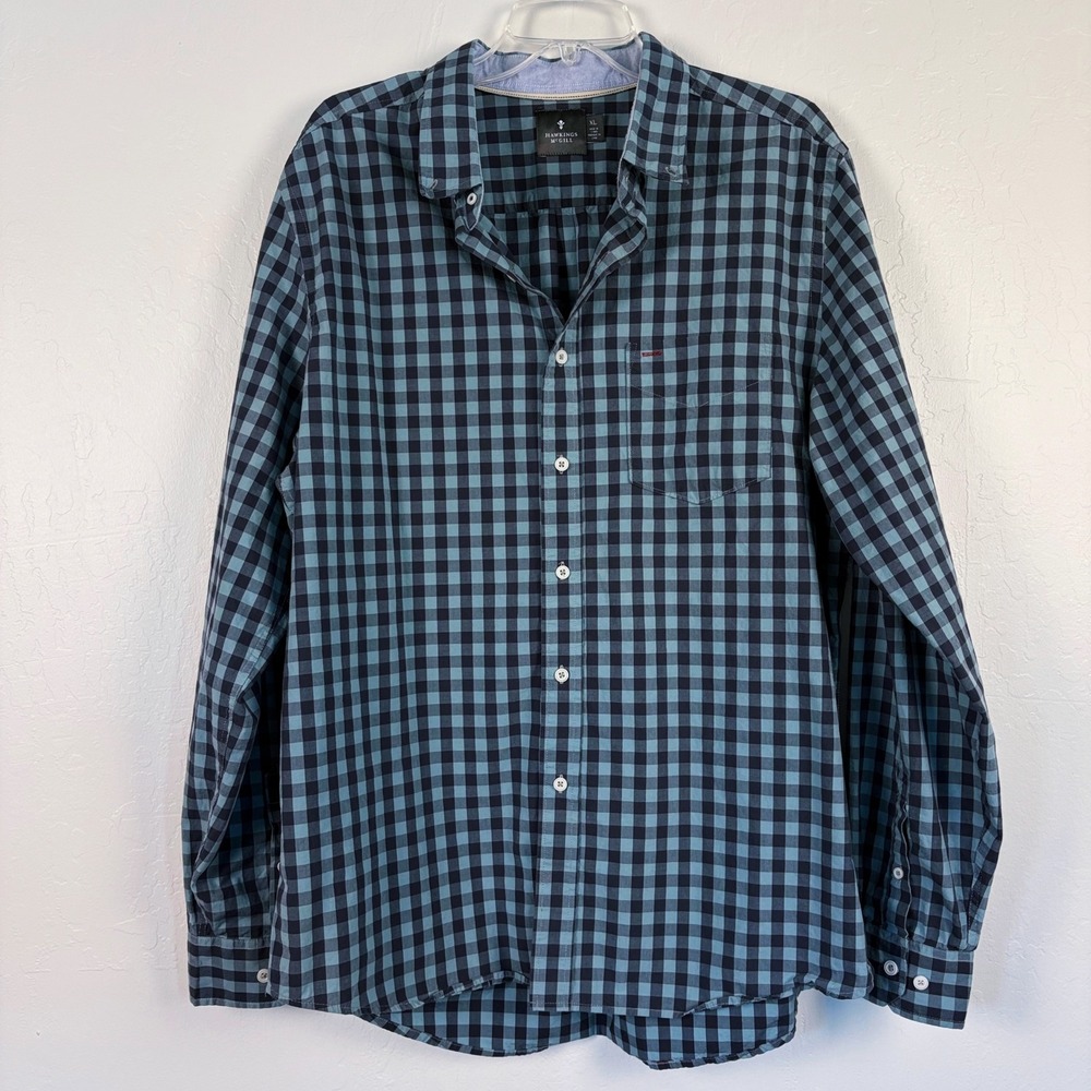 Urban Outfitters Hawkings XL Blue Green Gingham Easter Spring Preppy Button Down
